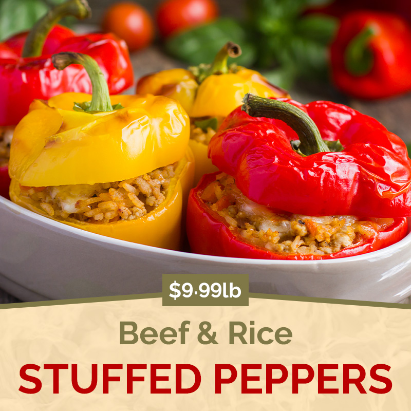 Beef & Rice Stuffed Peppers $9.99lb!  #stuffedpeppers #dinner #mealstogo #GeorgesMarket