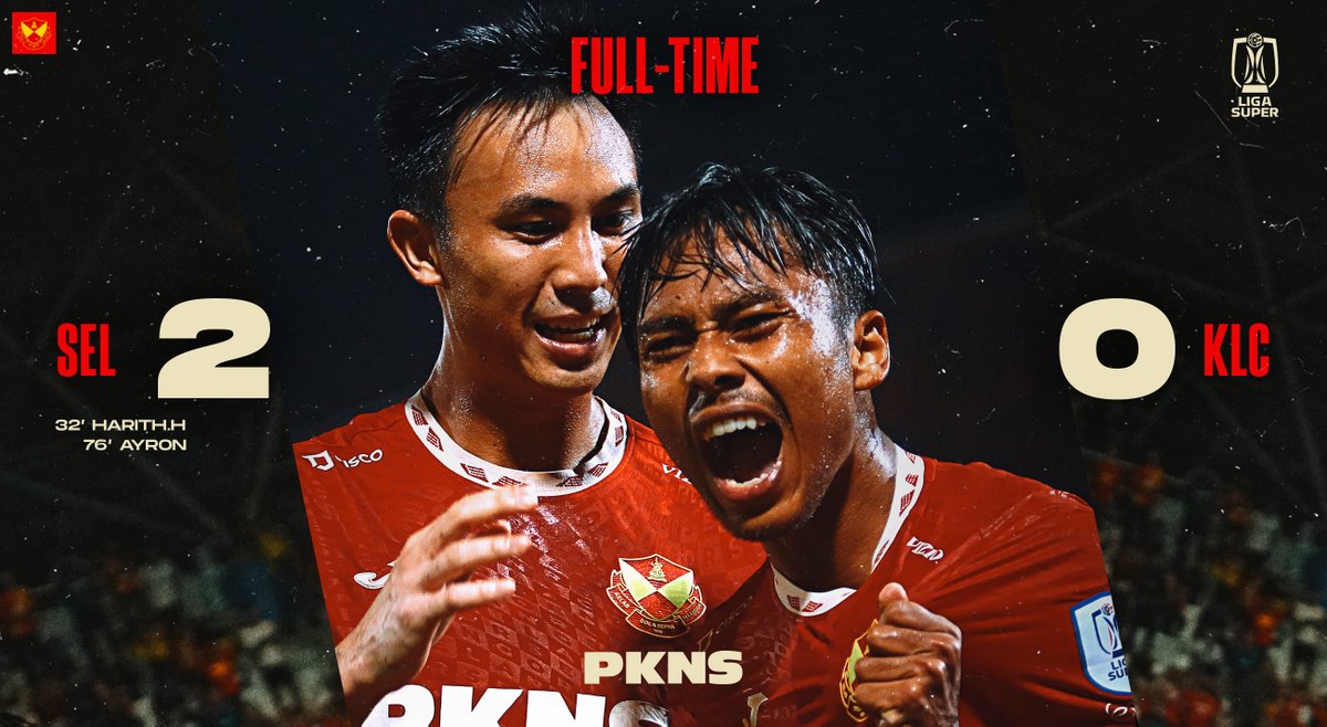 selangorfc's tweet photo. FT | SEL 2-0 KLC

Alhamdulillah! 🤲🏽 A comprehensive victory at the MBPJ Stadium as we manage to bag the important 3️⃣points and a clean sheet tonight. Thank you for your support #RedGiants, we won this derby together.🫡

Powered by PKNS.

#MKLK
#SELKLC
#KitaSelangor
#LigaSuper2023 https://t.co/VfOEvA9wXA