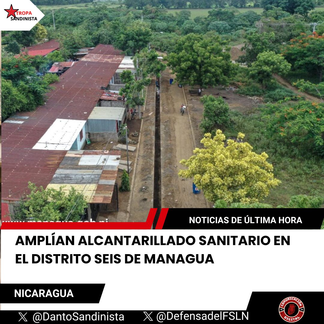 #Nicaragua Amplían alcantarillado sanitario en el Distrito VI de Managua.
#4419SiempreMasAlla
#TropaSandinista seguimos #EnDefensaDelFSLN ✌️🔴⚫🇳🇮
