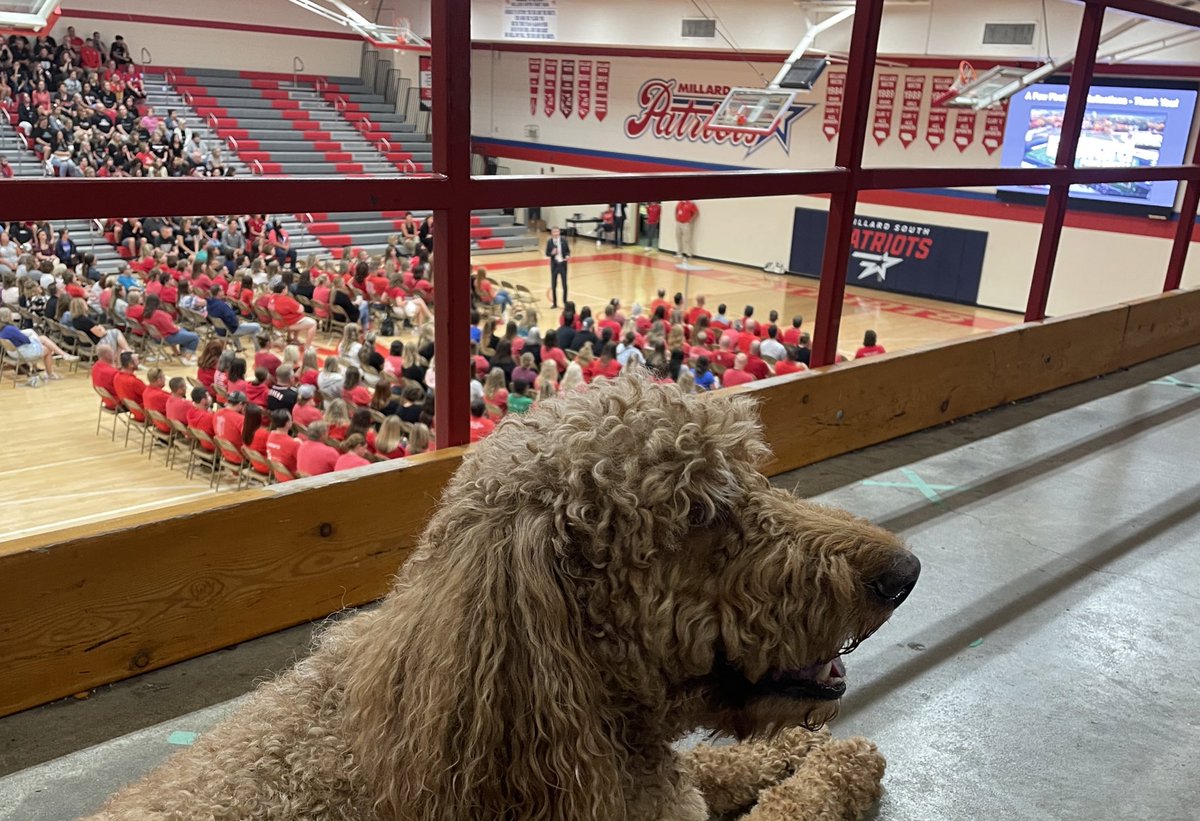 I watched <a href="/JSchwartzMPS/">John Schwartz</a> this morning to kick off <a href="/MillardPS/">Millard Public Schools</a> school year!  Woof! #Proud2bMPS #Back2MPS <a href="/MPSElemEd/">MPS Elem Ed</a>