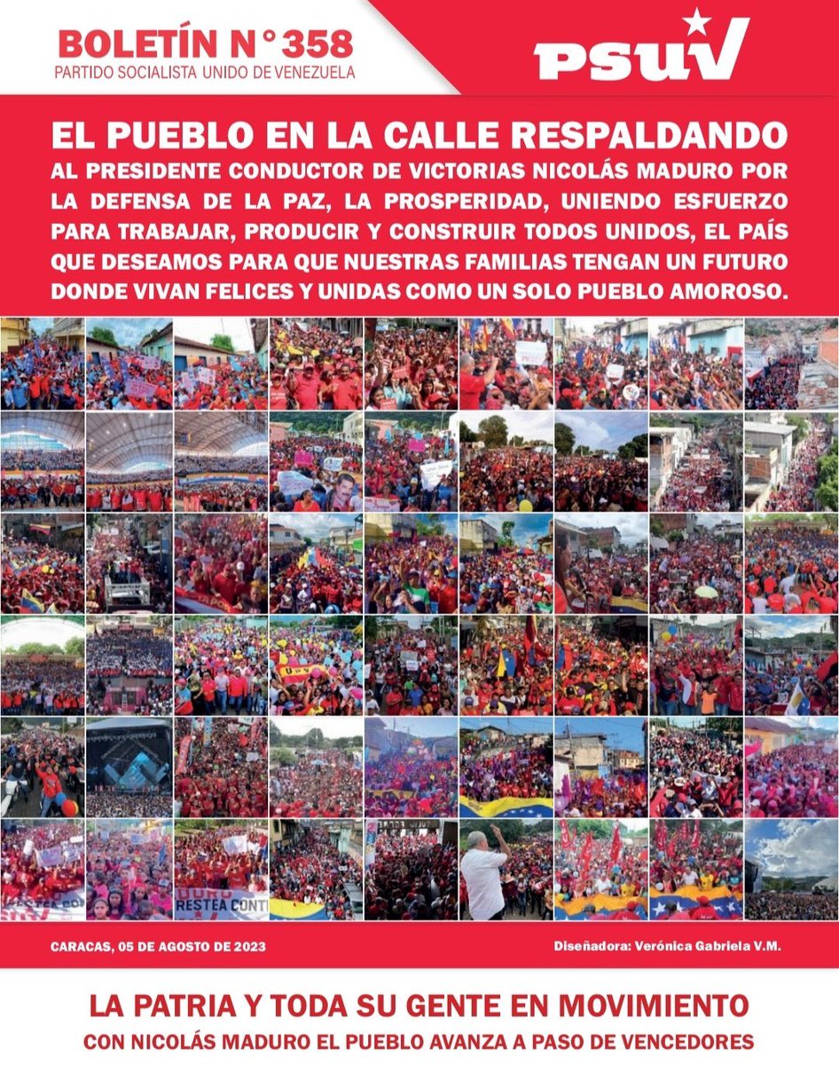 Edición N° 358 del Boletín Informativo del PSUV: ¡Pueblo en la calle respaldando a nuestro conductor de victorias, presidente Nicolás Maduro! 

Lea y comparta: goo.su/d89HA

<a href="/NicolasMaduro/">Nicolás Maduro</a> 
<a href="/dcabellor/">Diosdado Cabello R</a> 

#PsuvEnLaCalle