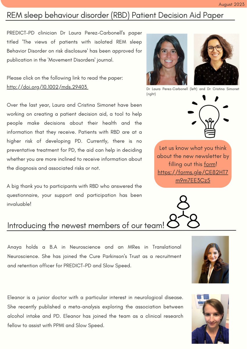 predictpdstudy's tweet image. Our August 2023 newsletter is here! Let us know what you think about the new newsletter by filling out this survey forms.gle/CE82HT7m9m7EE3… #PD #parkinsonsresearch #PREDICTPD