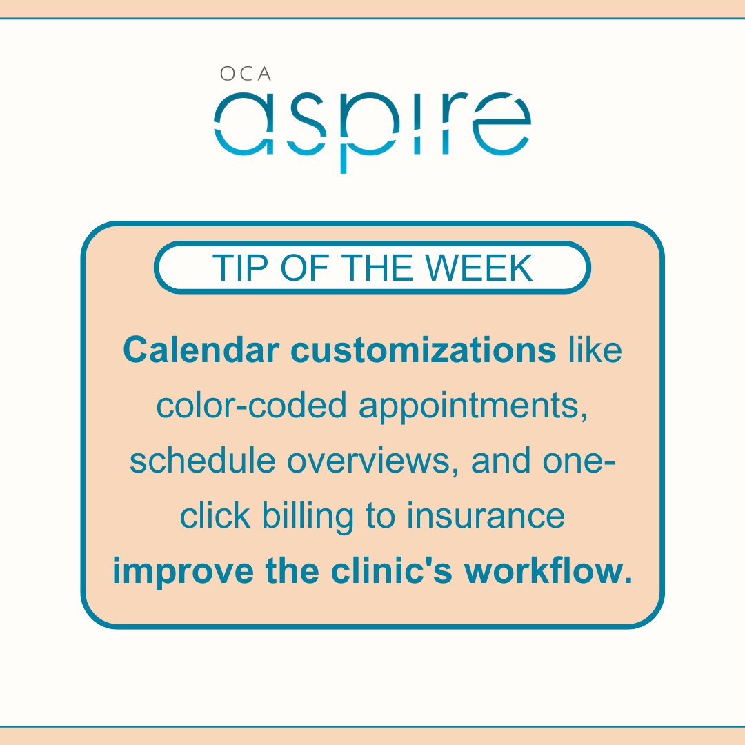 📢 Tip of the week: Equip your clinic with the right tools to elevate your patient care and practice. 

Talk to an expert today with the link in the bio. 

#ClinicManagement #OCAAspire #Calendar #PracticeManagement #Scheduling #Ontario #patientcare