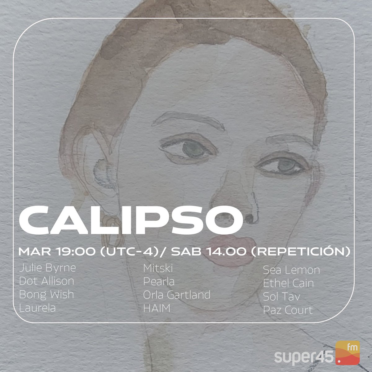Les invitamos a escuchar un nuevo episodio de #Calipso a las 7 pm. Conducido por <a href="/macalavin/">EyMacarena</a> transitamos por las últimas novedades de la música femenina que habita en la órbita independiente

Hoy escucharemos a #juliebyrne <a href="/DotAllisonmusic/">Dot Allison 🕊</a> #bongwish #laurela  y más 📻🎶🎤