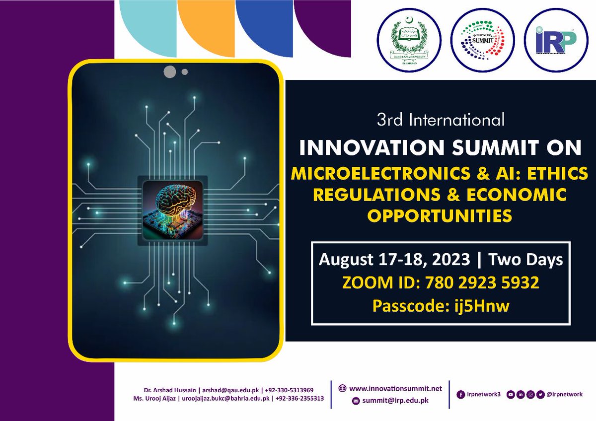 irpnetwork's tweet photo. 3rd international innovation summit for Microelectronics and Artificial Intelligence (online)
Looking forward to your contribution.
#InnovationSummit #Summit2023 #IRP #OnlineSummit https://t.co/5mWL2UK2VZ