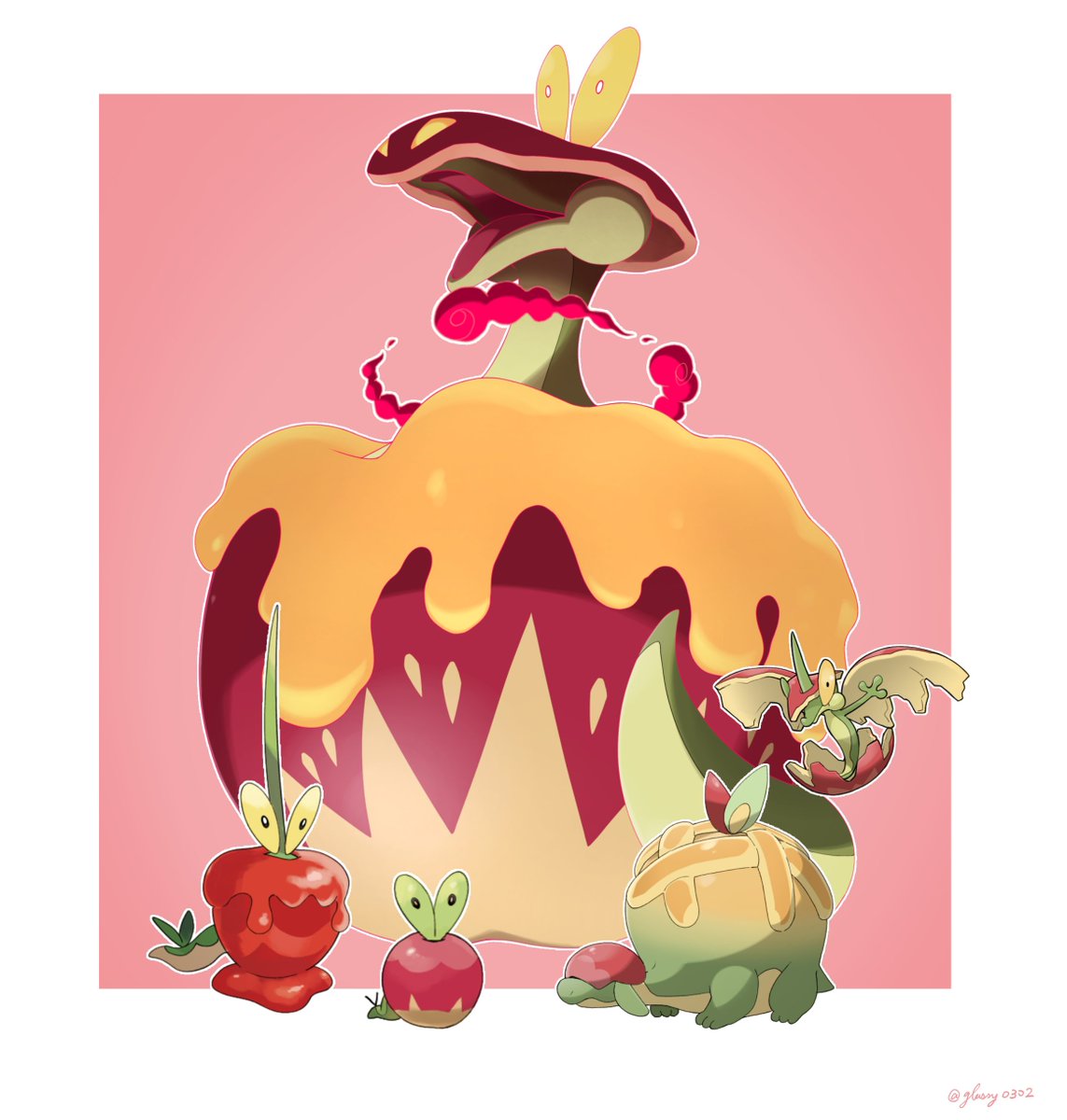 no humans pokemon (creature) white border food border fruit open mouth  illustration images