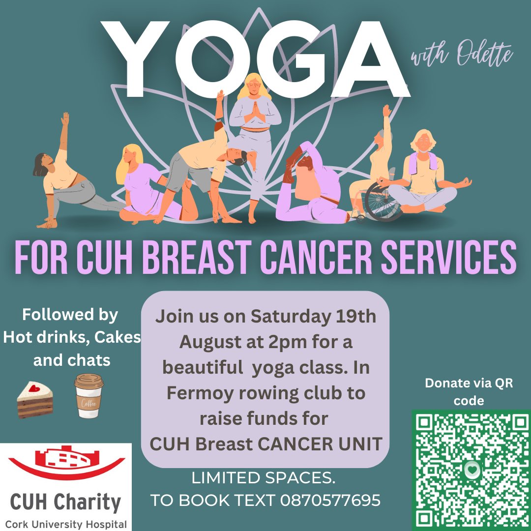 We are delighted to facilitate a fundraiser for CUH Breast Cancer Services on Saturday 19th August at 2pm at the clubhouse. Places are limited and booking is essential. Contact Odette on 087 0577695 Scan the QR Code to donate or click the link in the bio  #breastcancerawareness