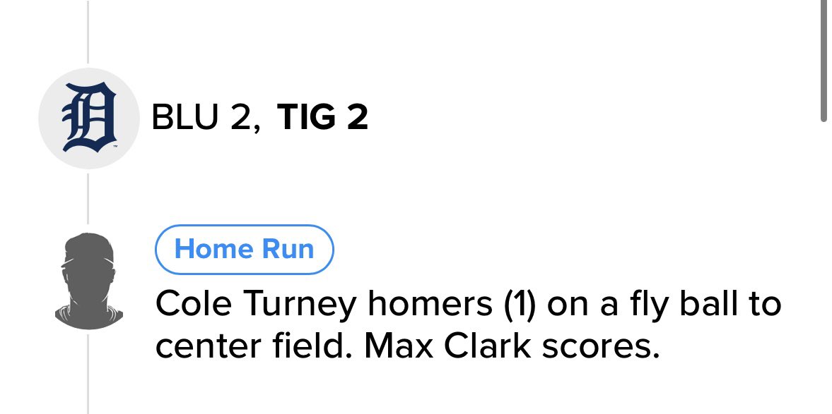 tigersMLreport's tweet photo. And congrats to undrafted free agent Cole Turney on his first professional home run. https://t.co/XaQbjA4KYc