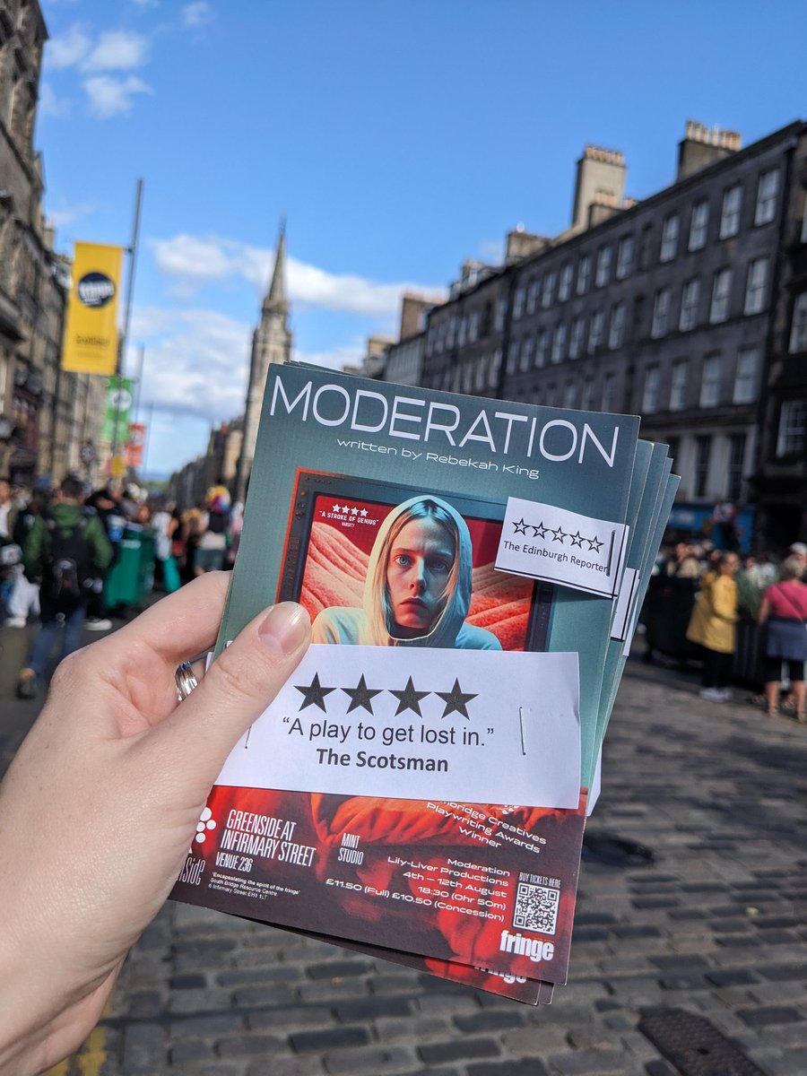 'A PLAY TO GET LOST IN'
⭐⭐⭐⭐ The Scotsman
⭐⭐⭐⭐⭐ The Edinburgh Reporter
241 Tickets for MODERATION today only! tickets.edfringe.com/whats-on/moder…