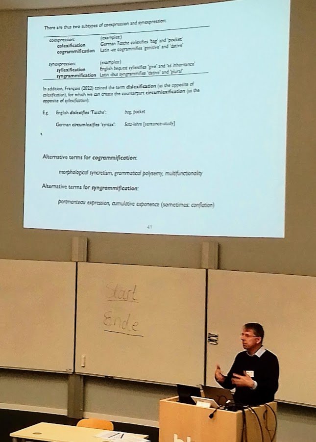 Martin @haspelmath gave an excellent talk today on Coexpression and Synexpression in language.  Part of a workshop on lexical semantics — one of two workshops at #ICLC16 almost entirely dedicated to studies in #colexification 🙂