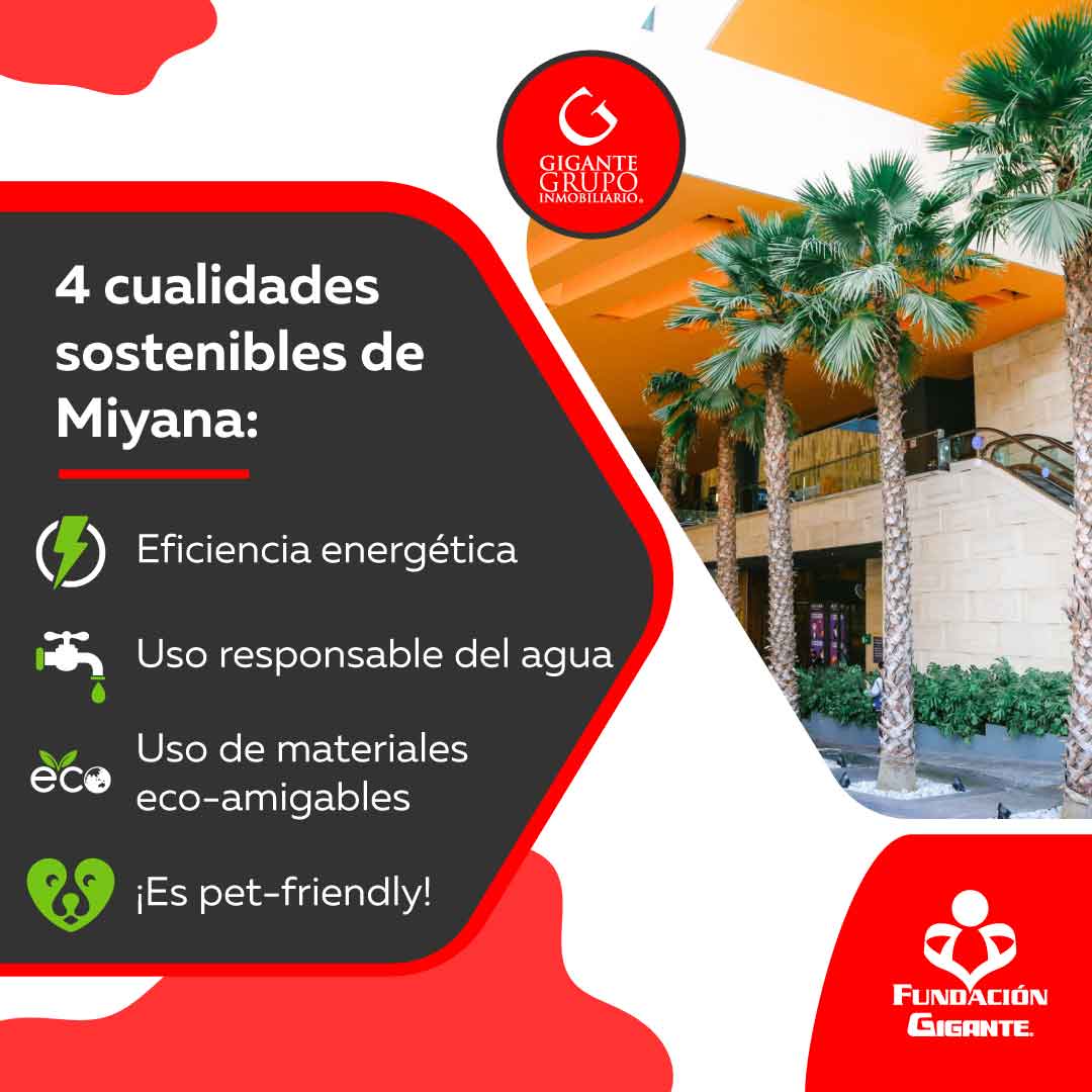 🏢🌿 ¿Hace cuánto que no visitas Miyana? Este desarrollo de Gigante Grupo Inmobiliario 🏗️ tiene cualidades sustentables 🍃 que constatan el compromiso Gigante 🌍 del grupo con el planeta... ¿Las conoces? 🧐💚