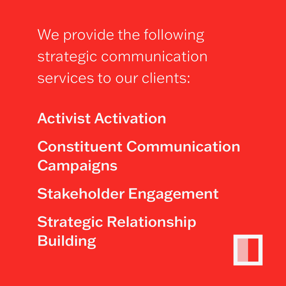 FellsGroup's tweet photo. From organizing complex stakeholder groups to running robust door-to-door canvass efforts to driving phone calls to offices, Fells Group is ready to get to work for you. We offer strategic grassroots and advocacy services to build a support base and then bring those very people into authentic communication with policy influencers and makers. As with all Fells Group campaigns, we have online and traditional grassroots approaches that complement one another.

→ https://t.co/bxxTAWadqL