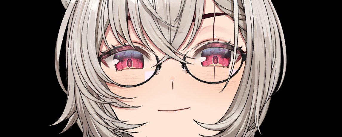 1girl solo glasses smile black background red eyes looking at viewer  illustration images