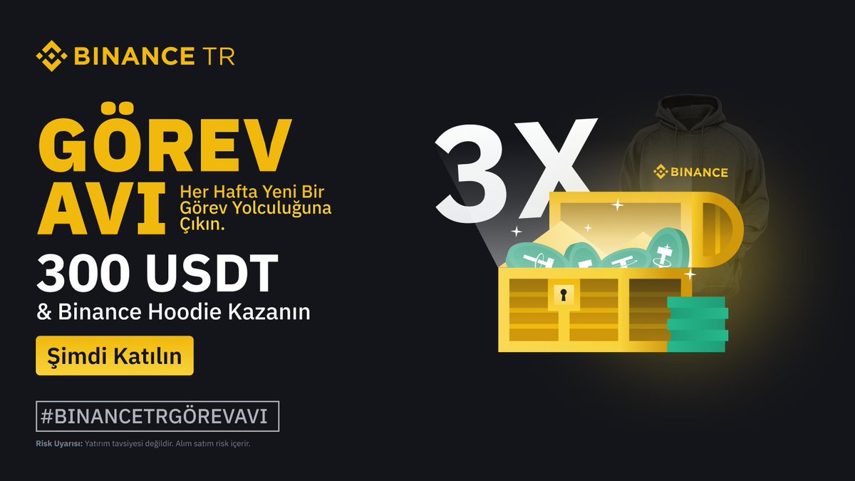 #BinanceTRGörevAvı ile 3. ödül havuzundan yeni ödüller çıktı!👕

🔸Bizi takip edin.
🔸Her hafta yeni bir görev yolcuğuna çıkın.
🔸300 #USDT ödül havuzlu 3. haftanın görevi için tıklayın👇🏻
bit.ly/BinanceTRGörev…
🔸Formu dolduran ilk, orta ve son katılımcımız hoodie kazanacak.
