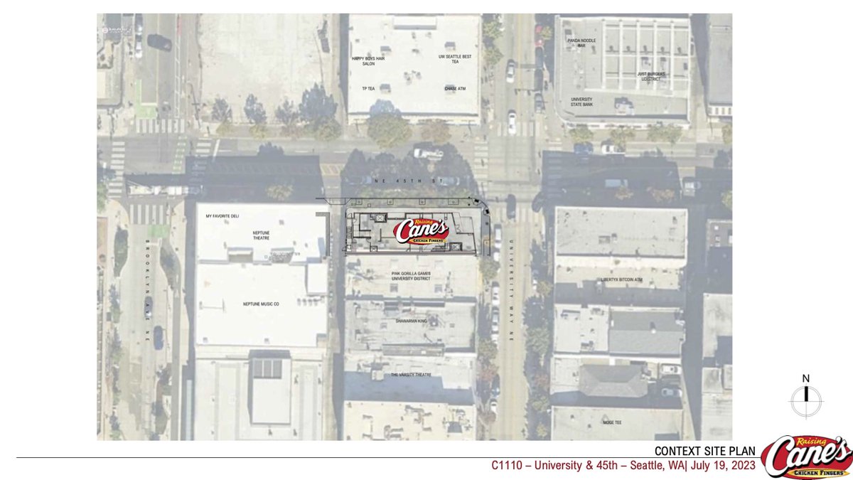 Louisiana-based fast food chain Raising Cane's has filed plans to open its first Seattle location in the University District, overhauling the former American Apparel location (4345 University Way NE). cosaccela.seattle.gov/portal/cap/Cap…