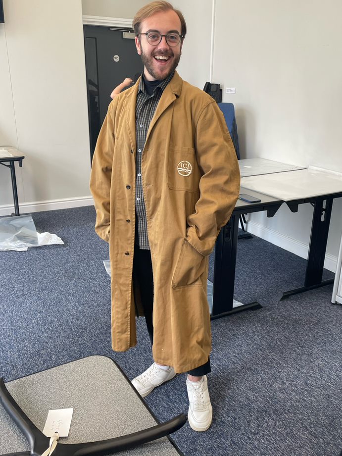 catalystarchive's tweet photo. Say hi to Charlie - he was a good sport today in modelling some of the 'outfits' in our collection! Wouldn't put the busman's uniform on though as it was very scratchy #archivefun https://t.co/L91zEZRy54