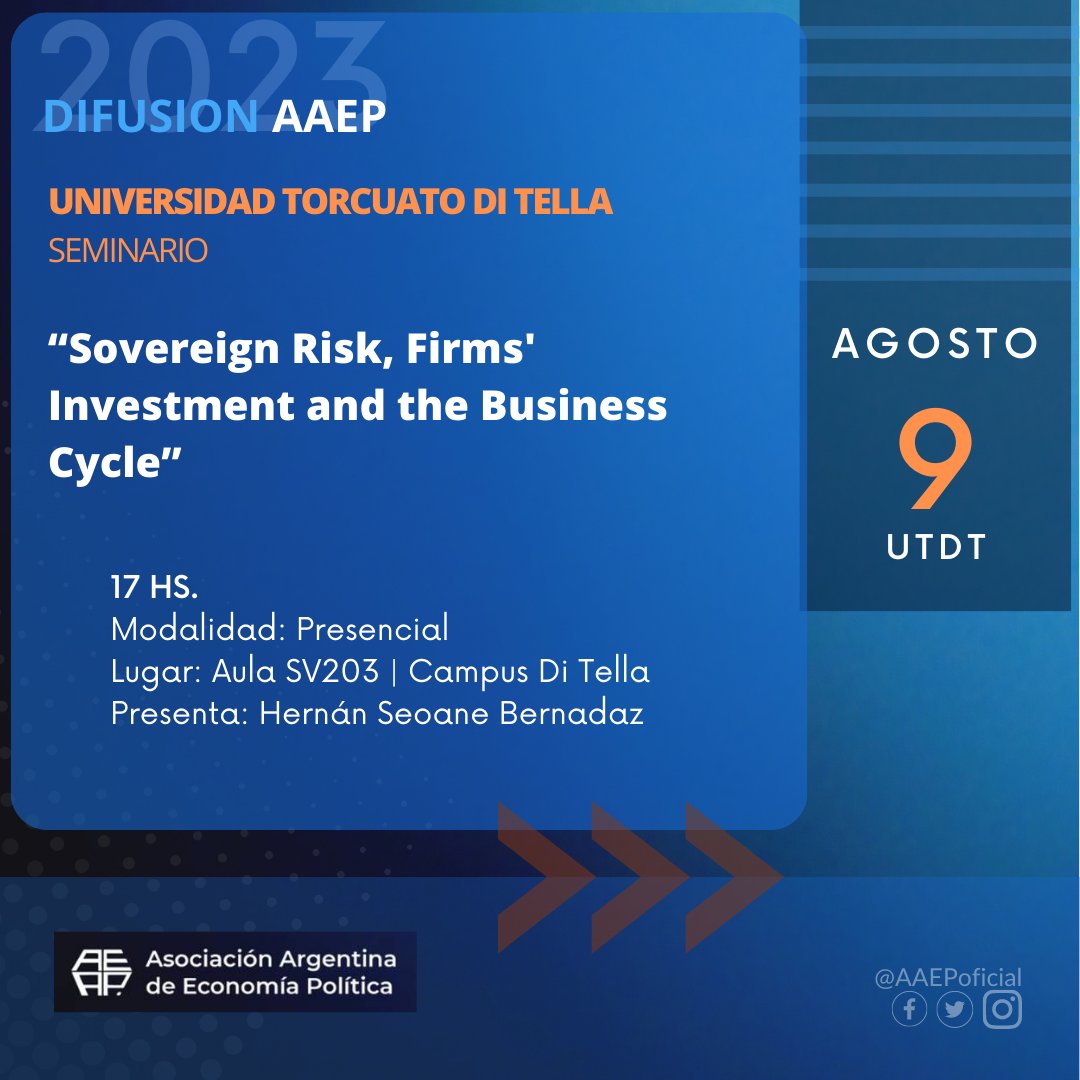 AAEPoficial's tweet image. "Te presentamos los eventos que nuestros colaboradores tienen preparados para este 9 de agosto."

¡Acompáñanos en estas experiencias!"
📢@uba 
📌“JORNADAS DE HISTORIA DE LA INDUSTRIA, LOS SERVICIOS Y EL DESARROLLO”

📢#ANCE
📌CICLO ACADEMIA Y SOCIEDAD

📢@utditella 
📌SEMINARIO