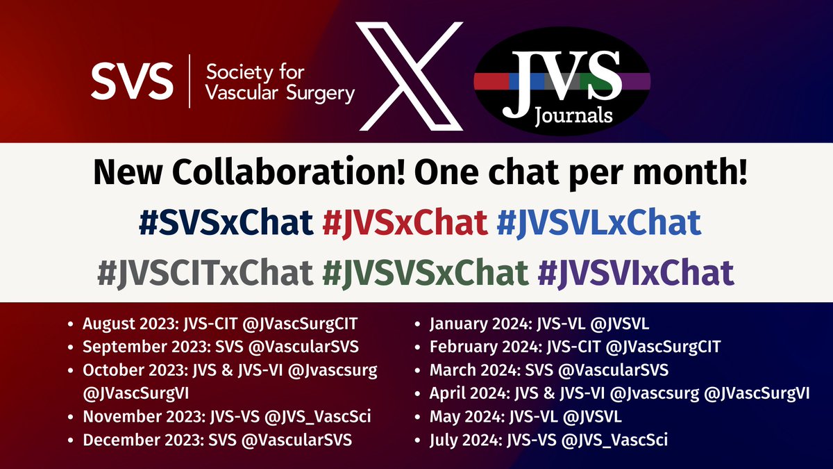 Big News! #SVSTweetChat ➡️#SVSxChat AND we are now collaborating with the JVS Journals! To make the chats more prominent and attendable, there will only be one chat per month. Check out the schedule on the graphic below and attend the #JVSCITxChat next week!