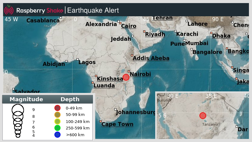 raspishakEQ's tweet photo. Preliminary M5.3 #Earthquake
ID: #rs2023pnexhq
35km/22miles from #Manyoni, in #Tanzania
2023-08-08 15:31 UTC
@raspishake network
Join the largest #CitizenScience #seismograph community โก https://t.co/Y5O0dgJqJF
EVENT โก https://t.co/RSTabXCPPG https://t.co/qKNV4C2eHR