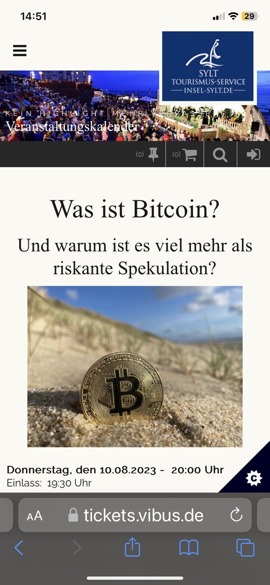 Willst Du lernen, warum Bitcoin gut für unsere Welt ist? Dann komm zu meinem Einsteigervortrag auf Sylt.