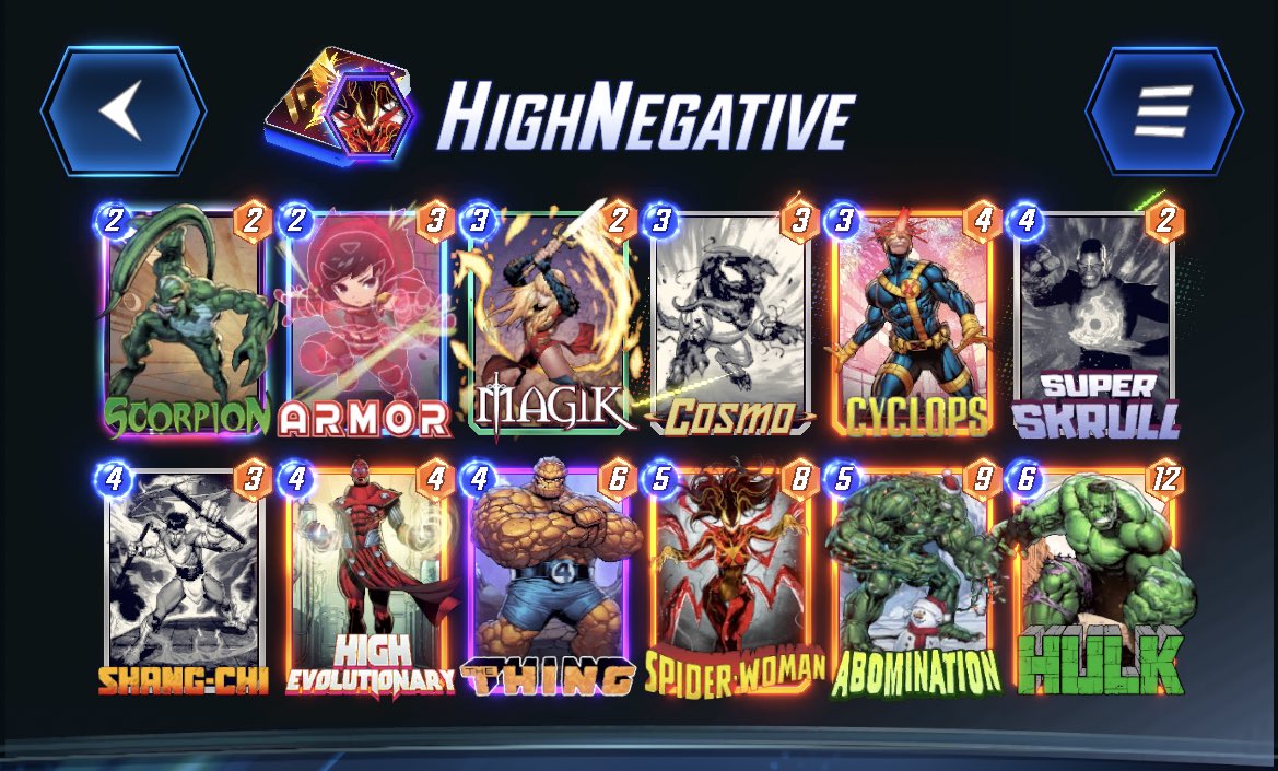 6ixSational's tweet photo. Quick Infinite run in @MARVELSNAP I loved brewing with this deck. Even better with the new Thing update. https://t.co/YyY7HjCUk0