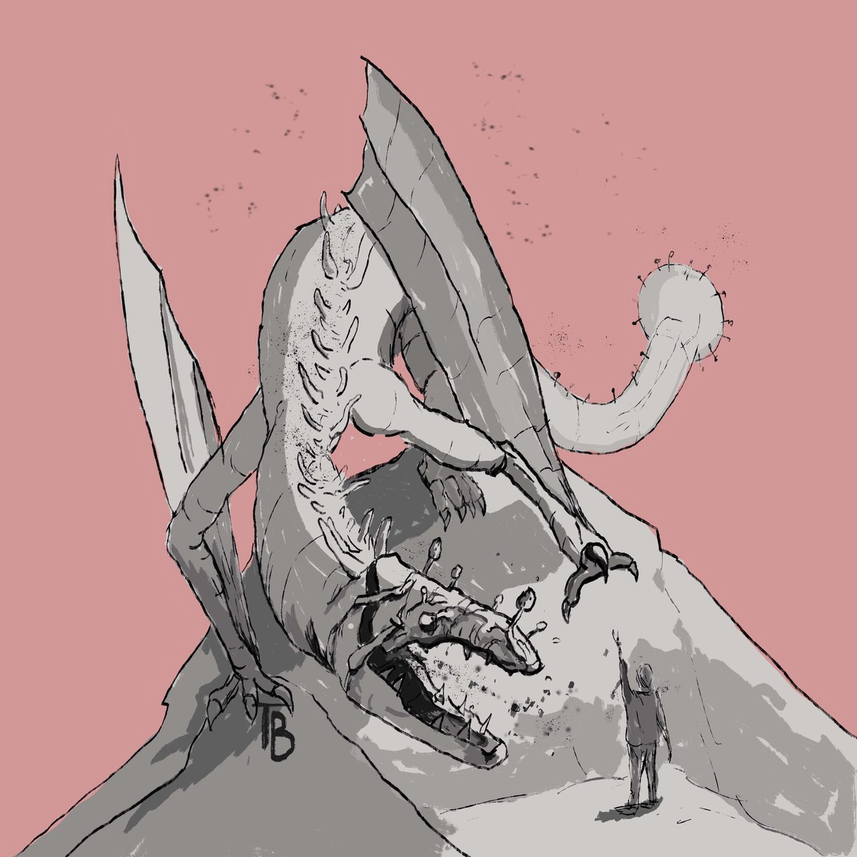 Creaturesbytim's tweet photo. Mushroom Dragon Sketch. My word for this deaign was manage, which i enterpreted as controling, and their is a mushroom that controls insects, what if it controlled dragons? Here is my design for that. https://t.co/6PcGbxrsBa