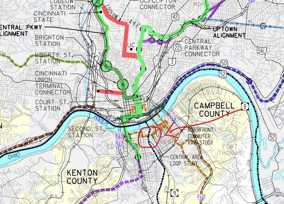 Matt_C_Butler's tweet photo. Vice Mayor Beth Fennell asked about the possibility of light rail on the bridge.
“Light rail is something that we’re not looking at at this time because it doesn’t connect to anything,” (KYTC) Bezold said.
Why is @KYTCDistrict6 not looking at light rail? It's in the @OKIRCOG plan https://t.co/Wo2wTygGiq