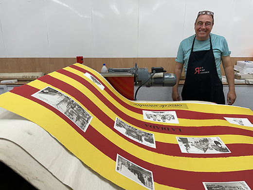 APRstaff's tweet photo. Michel Depatie artist resident from Quebec https://t.co/CmWmHXA0vT 
Michel Depatie artist resident from Quebec, residency June and July 2023
Project, make a large size print with photopolymer plates with images of old cards of Catalonia 11th September. https://t.co/aLBq2oIbuM