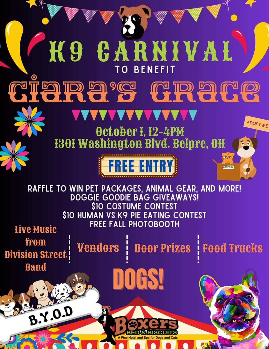 DivisionStWV's tweet photo. What's better than a show announcement in one week? Two show announcements!!!!!!
We will be jamming with  Boxers Bed and Biscuits for their K9 Carnival to Benefit Ciara's Grace. https://t.co/yXt0jnV9IJ
