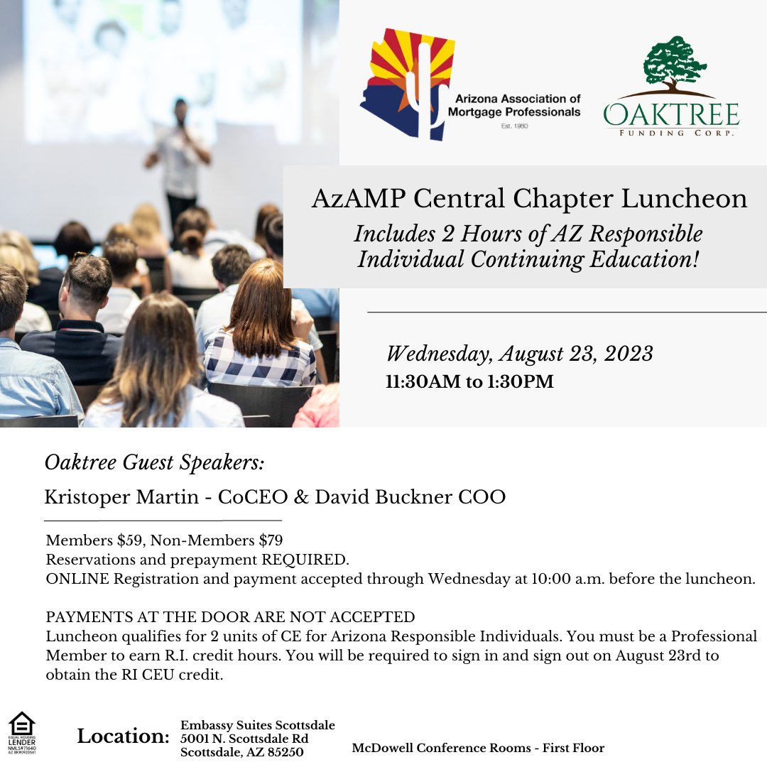 Come hear from our CoCEO and COO in person on August 23rd!

Link to register is in the bio!

#azmortgage #mortgage #azloanofficer #phoenixloanofficer #azhomes #azrealetate #azhomebuyers #phoenixhousing #azloans #continuingeducatioin #loanofficer ##az #azhome