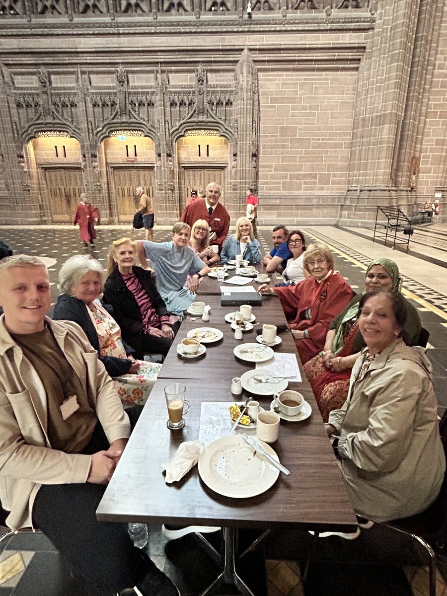 ellenloudon's tweet image. Fantastic to welcome @MyTime_LS carers to @LivCathedral today. Thanks to Brian and Barbara for the tour and @LivCathEat for cake and cuppa. #justiceandmercy