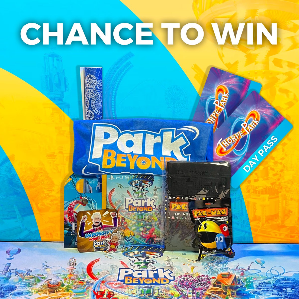 GAMEdigital's tweet image. PARK BEYOND #GIVEAWAY 🎢

#WIN this Park Beyond bundle including:
🎡 Park Beyond Impossified Edition - PlayStation 5
🎟️ 2x Thorpe Park Day Tickets
✨ And more!

To enter:
📬 Repost this
🤝 Tag a friend
💫 Follow us!

Entrants 18+, T&amp;amp;Cs apply 👉 bit.ly/3gm66Mx
Ends: