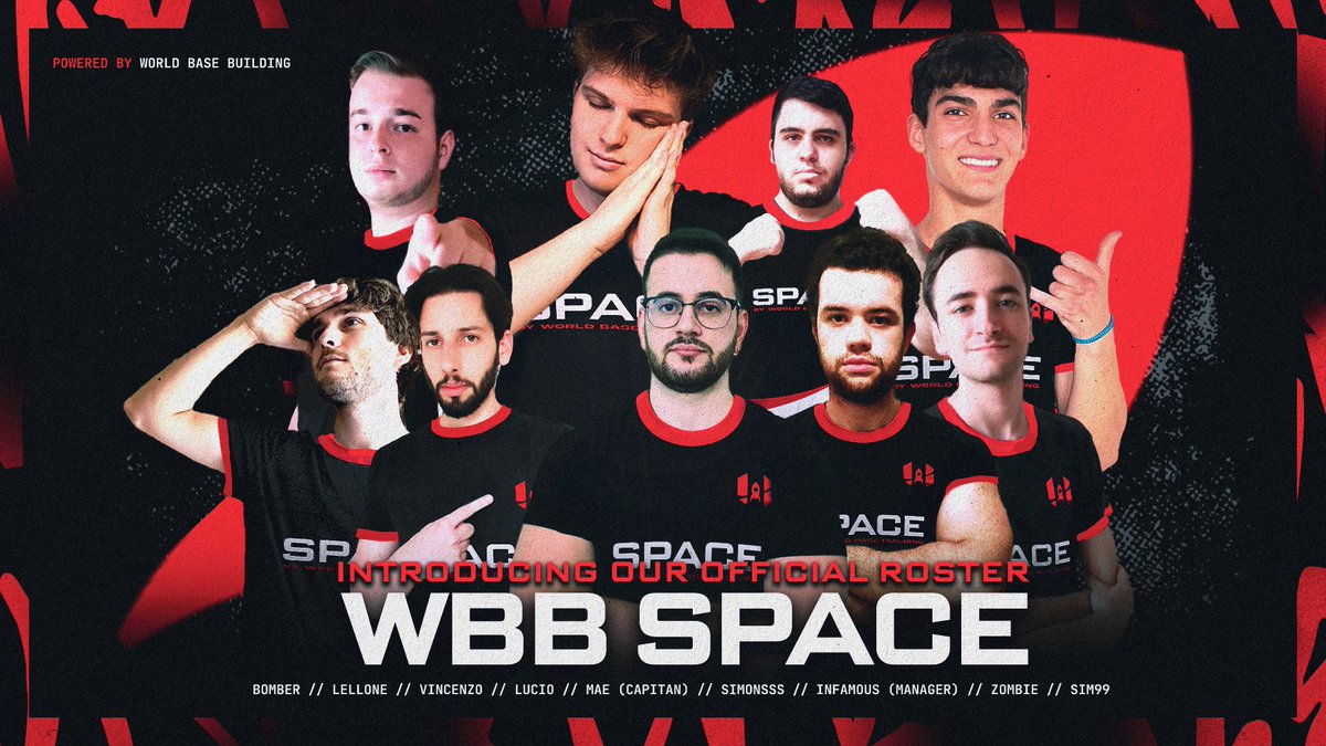 🏆| We are excited to announce the arrival of our very own esports team, @WBB_Space 🚀. 

Roster: 
@bomberWBB 
@sim99_WBB 
@WBB_vincenzo 
<a href="/SJ_Lucio/">Pulse_Lucio</a> 
@SIMONSSS_coc 
<a href="/QLASH_Zombie/">Zombiebb36</a> 
<a href="/LelloneWBB/">Lellone</a>
<a href="/mae95_SJ/">F/A mae</a> (C)
<a href="/Infamous_SJ/">Infamous</a> (Manager)

💥| 3 GP's to win on @WBB_Space account

Welcome🚀