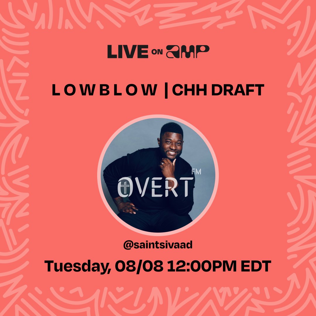 DanDavisII's tweet photo. My show, L O W B L O W  | CHH DRAFT, is set to go live on Amp on 8/8 at 12:00 EDT. Follow me to listen!
https://t.co/gdHFLXPiP3 https://t.co/Xny2mrZxab
