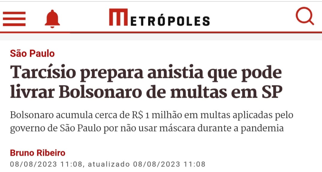 GuilhermeBoulos's tweet photo. Grave! Quando ninguém está olhando Tarcísio tenta livrar o chefe de pagar mais de R$ 1 milhão em multas que deve para o Estado de São Paulo. https://t.co/Z1WhZd8VEu