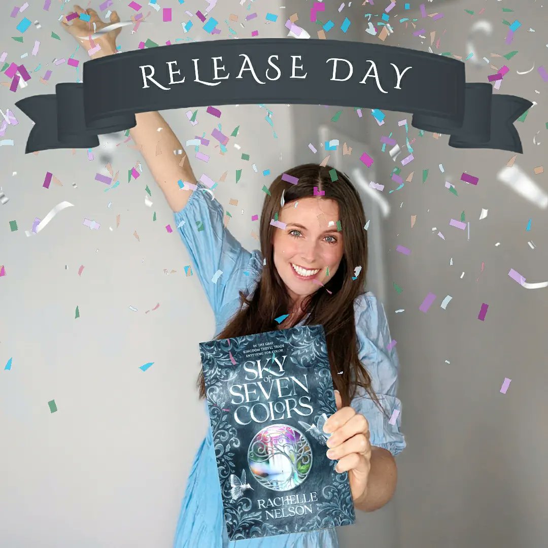 IT'S TODAY! 🥳🎉 Sky of Seven Colors: Meg disappears into a gray other-earth where color is treasure. And she has red flowing through her veins... #bookrelease #WritingCommunity