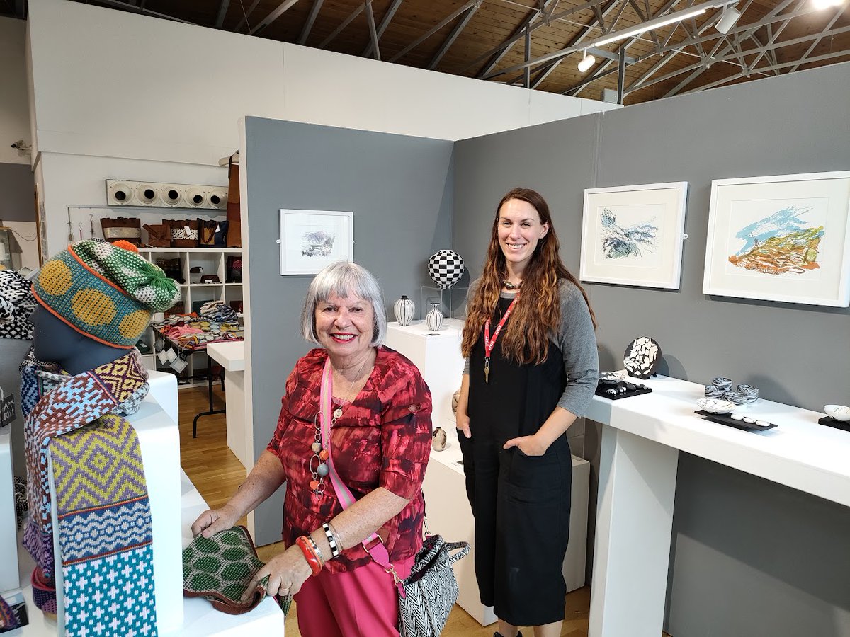 MakersWales's tweet photo. Jodie Neale and Alison Taylor helping set up our New Guild Members Exhibition today! #welcome to-
#AlisonTaylor #handknittedtextiles / #CaroleKing #bookmaker / #DuxfordStudios #jewellery / #SimonSharp #potter / #KimColebrook #potter / #JodieNeale #potter / #TaraDean #printmaker https://t.co/KeQWmpezzI