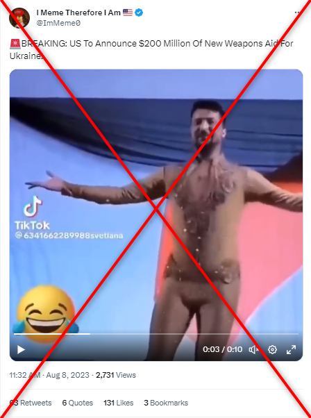 billdmccarthy's tweet photo. This video is circulating again in posts about Ukraine, but it does not show Volodymyr Zelensky. The clip is of an Argentinian belly dancer and instructor. https://t.co/MDWL3UDhho https://t.co/Jv7L6oUYXR