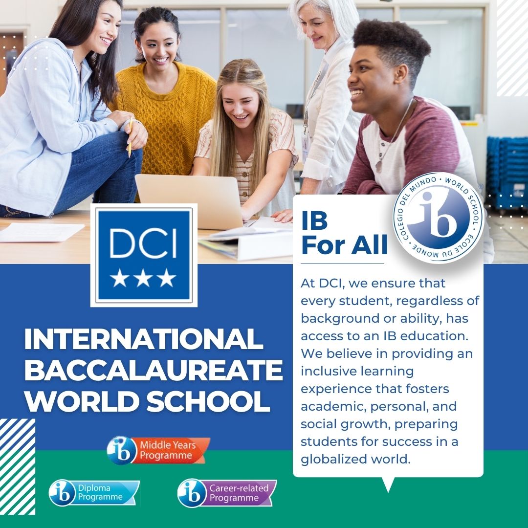 DCISchool's tweet image. Unlock your potential at DCI, an IB World School providing the Middle Years, Diploma, and Career Programs to all 1600 students. 🌍

#DCI #IBEducation #IBforall #GlobalCitizens