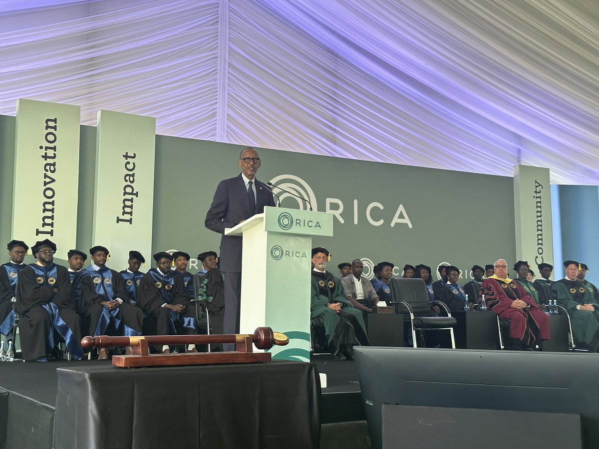 glrosenbach's tweet photo. “You will experience many setbacks. Having a vision is often the difference between giving up and persevering.” President Kagame | @RICA_Rwanda’s first graduation - biggest congratulations to the Class of 2023! 
#RICAgraduation https://t.co/1M2cz79dYC