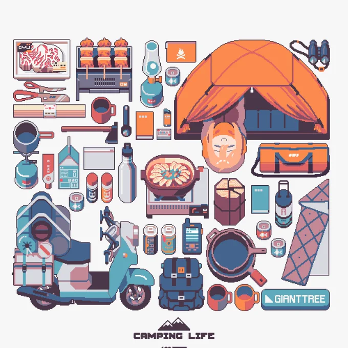 let's go yuru camping!   #pixelart #ドット絵