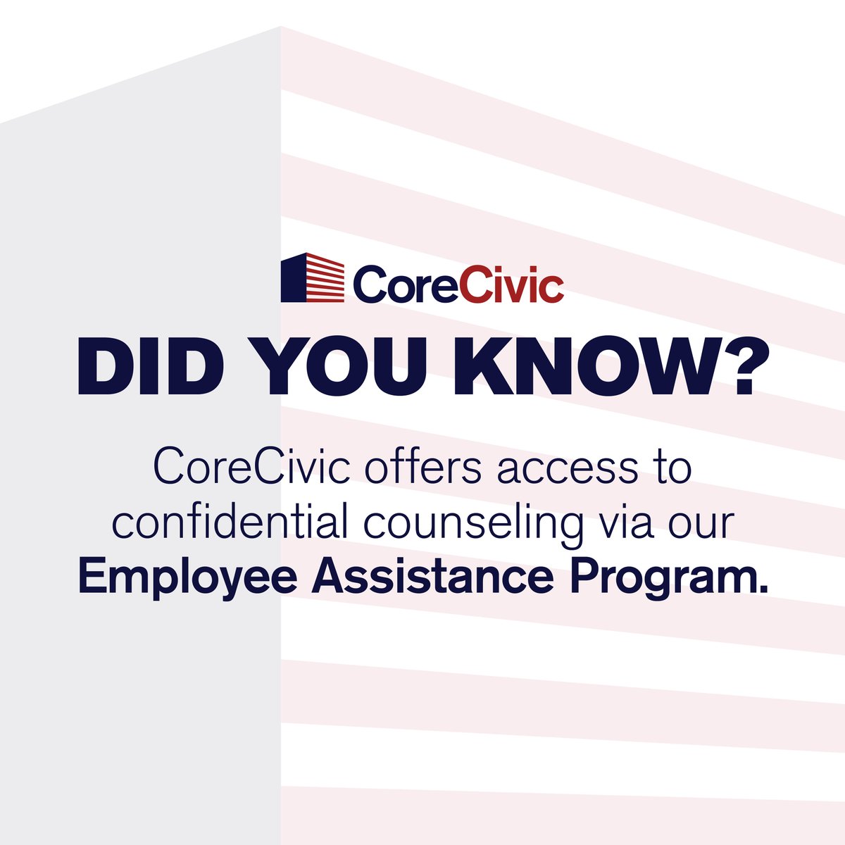 CoreCivicJobs's tweet photo. CoreCivic is committed to supporting the wellbeing of all of our team members. That's why we offer the Employee Assistance Program, a confidential service providing counseling to employees when they need it most. Learn more about our benefits here: https://t.co/OIXBjW5IJu. https://t.co/ABtIT0v58Y
