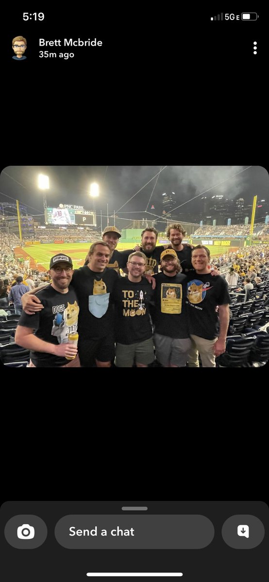 swaggerzippie's tweet photo. @elonmusk Here is us at my bachelor party. Let’s Go! @dogecoin @Pirates https://t.co/WMD4Ygy4H4