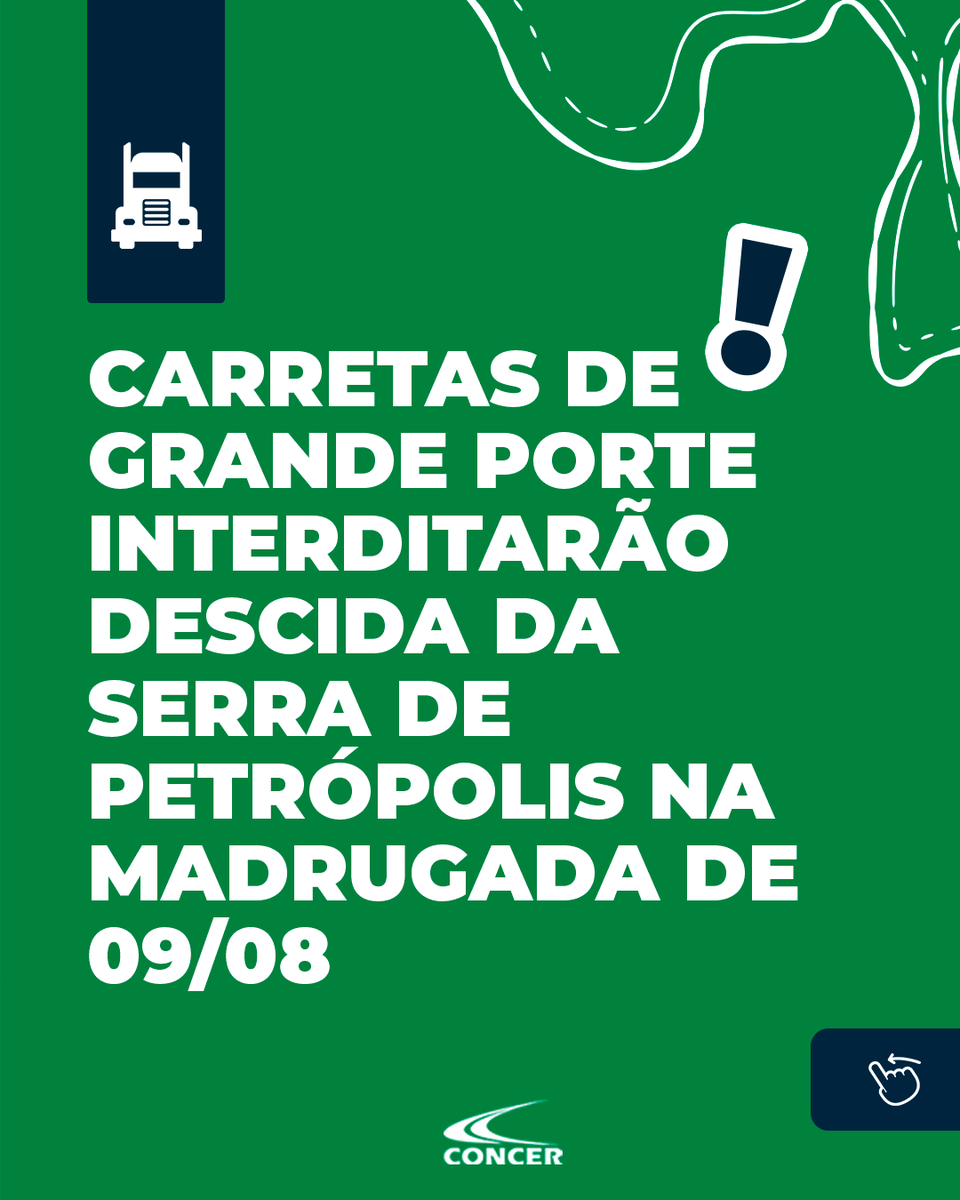 ConcerBR040's tweet image. Carretas de grande porte interditarão descida da Serra de Petrópolis na madrugada de 09/08.

Cinco carretas de grande porte subirão a Serra de Petrópolis pela pista de descida, em operação prevista para ocorrer na madrugada do dia 09.08 (virada de terça para quarta-feira), entre…
