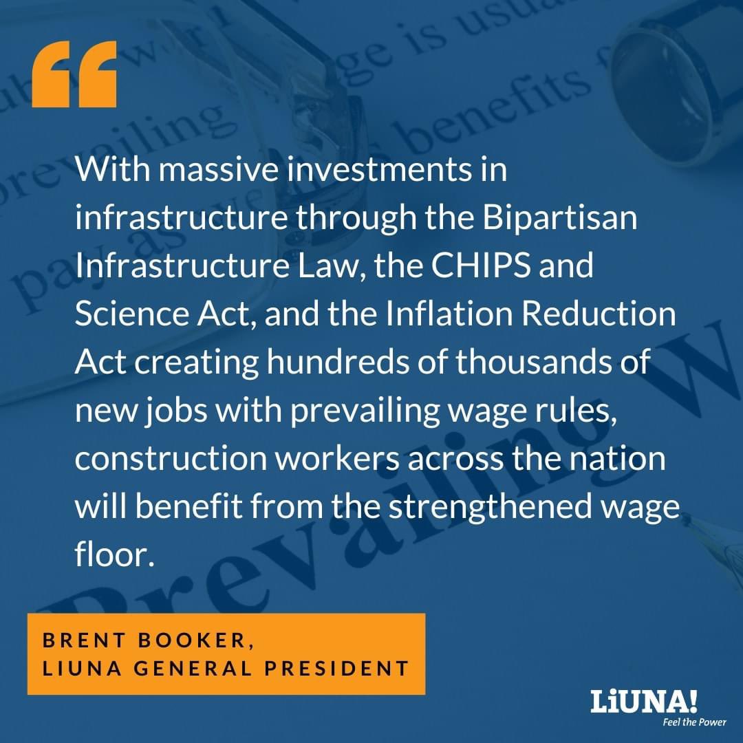 Read my statement on the @POTUS Administration’s landmark ruling to implement the #DavisBaconAct & protect wages for construction workers, like #LIUNA members: “Construction Workers Celebrate Strengthened Prevailing Wages” #prevailingwage 

READ STATEMENT: liuna.org/news/story/con…