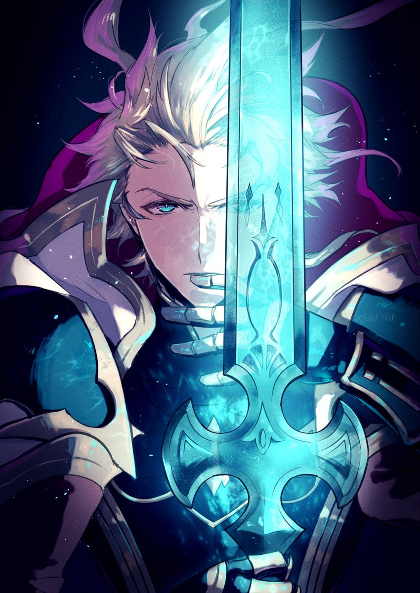 male focus 1boy weapon sword solo blue eyes armor  illustration images