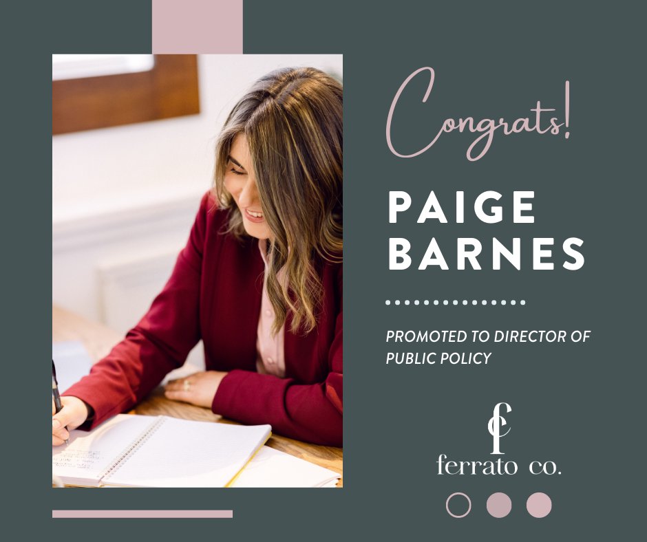 theferratoco's tweet photo. We are excited to announce the promotion of Paige Barnes to director of public policy. Full announcement here: https://t.co/FO8zOK9cbg https://t.co/x49LvoZCwb