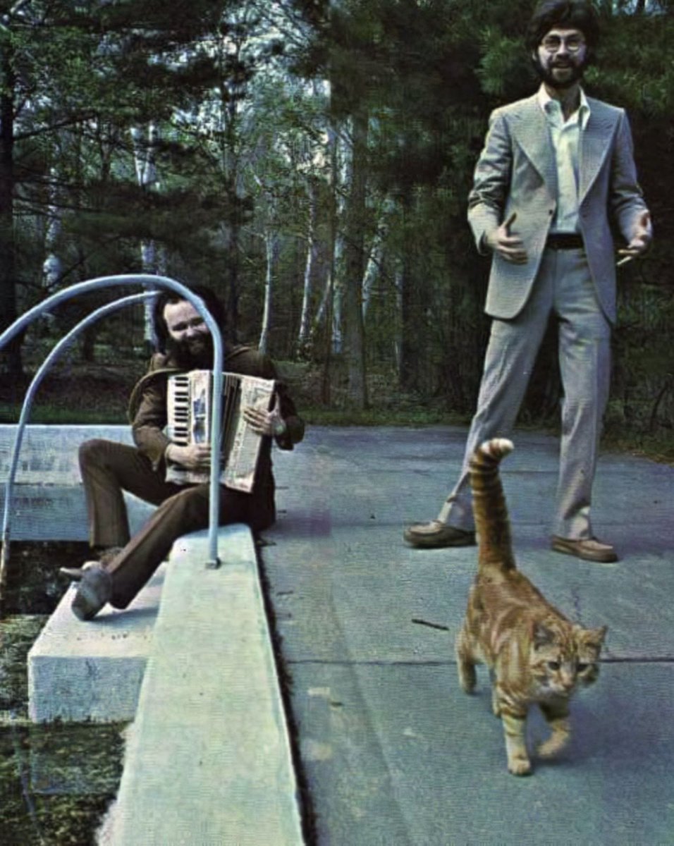 r0bbier0berts0n's tweet photo. Garth and I trying to recruit a new member of The Band.🐈 #InternationalCatDay https://t.co/v4DZ9UwyBW