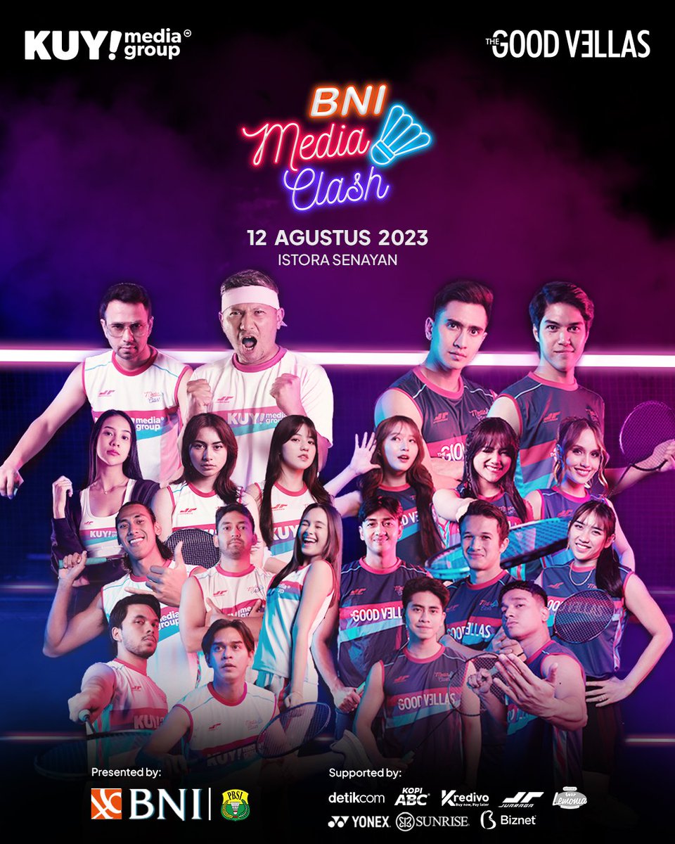jkt48ngidoll's tweet photo. TIM KUY vs TIM The Good Vellas for BNI Media Clash 3.0๐ธ
๐๏ธ12 Agustus 2023
๐Istora senayan
dapatkan sekarang tiketnya dan kunjungi segera akun @MediaClash untuk info selanjutnya
*kalian tim mana nih? #TimKUY atau #TimTGV
#NGIDOLJKT48 #BNIMediaClash #MediaClashKuy https://t.co/U3OUqjuYqH
