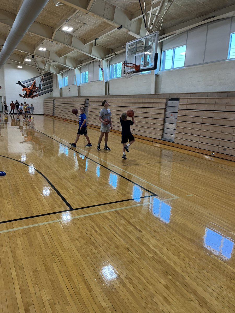 Our 4th - 6th grade boys are busy at work! Working on offensive fundamentals in station work.
